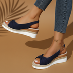 Capri Elegance Espadrille Wedge Sandals Blue