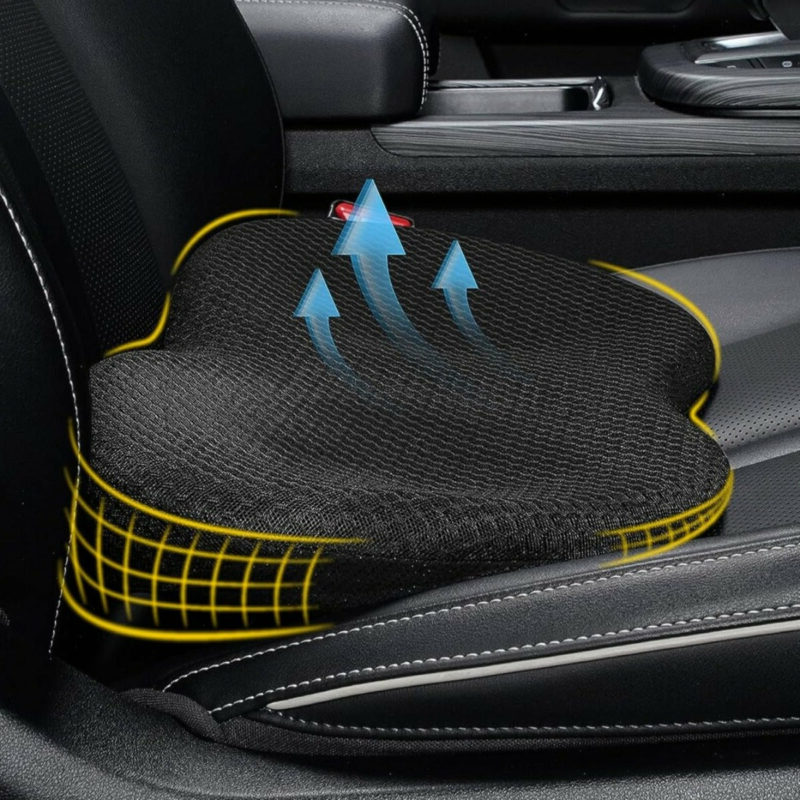 Car Seat Cushion For Shorter Drivers 9.6 cm Thickness Increases Viewing Angle Black