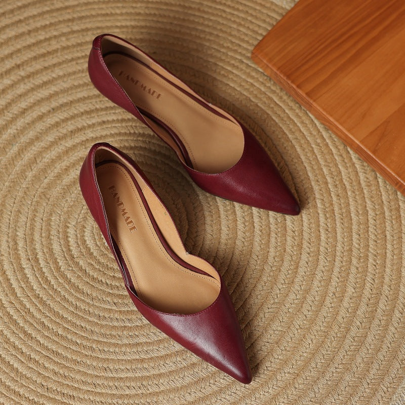 Carlen | Women’s Genuine Leather Heels – Chic Artisan Stiletto & Refined Slimming Silhouette Maroon
