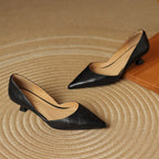 Carlen | Women’s Genuine Leather Heels – Chic Artisan Stiletto & Refined Slimming Silhouette Black