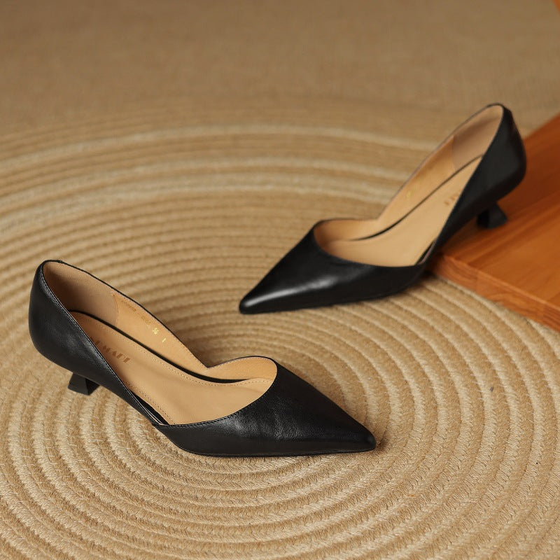 Carlen | Women’s Genuine Leather Heels – Chic Artisan Stiletto & Refined Slimming Silhouette Black