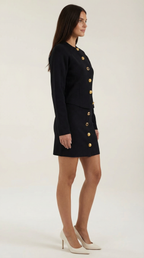 Women's Buttoned Cardigan and Skirt Set – Ribbed Knit & Matching Co-ord