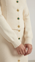 Women's Buttoned Cardigan and Skirt Set – Ribbed Knit & Matching Co-ord