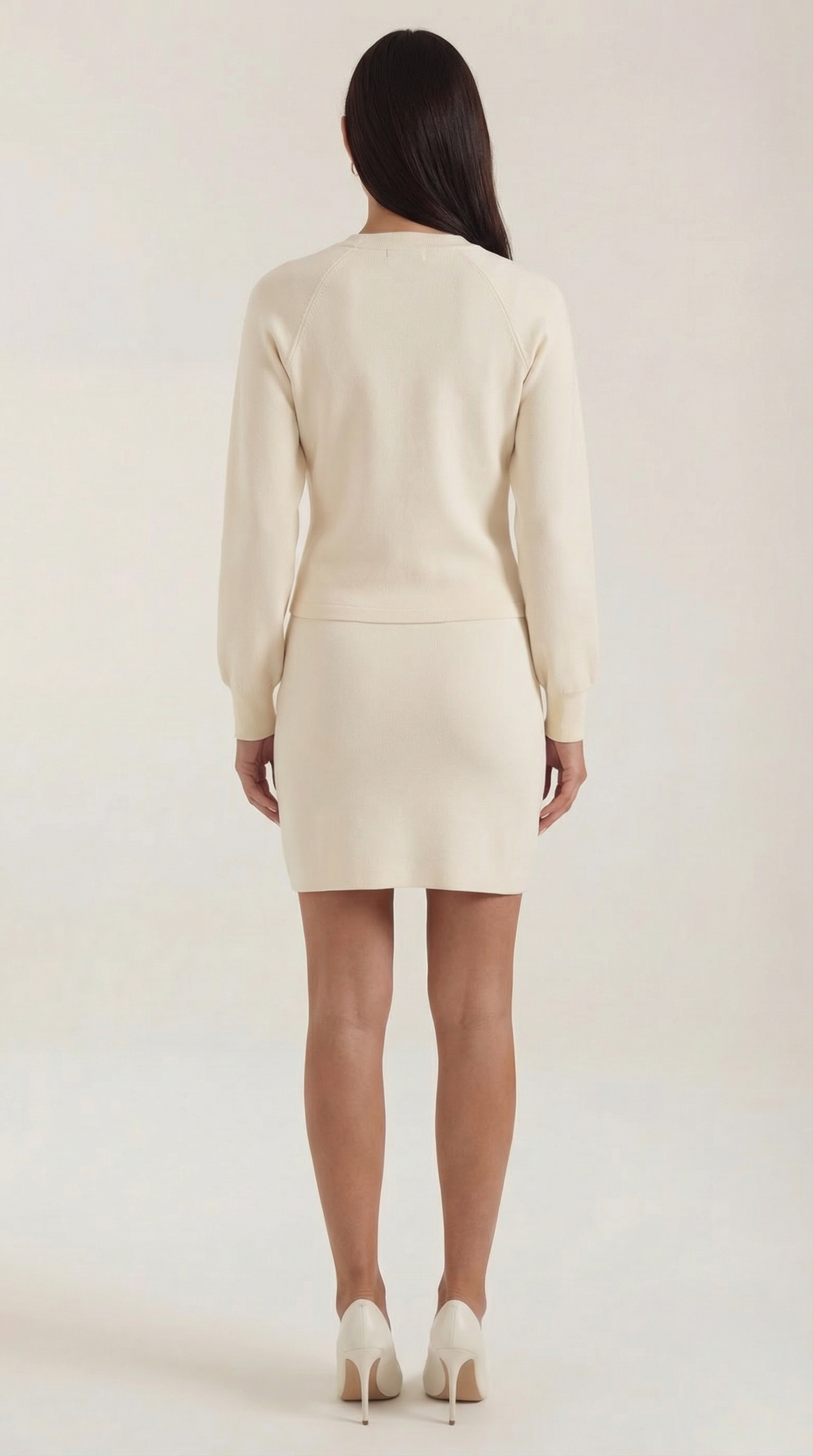 Women's Buttoned Cardigan and Skirt Set – Ribbed Knit & Matching Co-ord