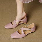 Cavra | Genuine Leather Cross-Strap Heels – Luxury Designer Stiletto Heel & Slimming Strappy Silhouette Pink