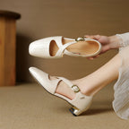 Cavra | Genuine Leather Cross-Strap Heels – Luxury Designer Stiletto Heel & Slimming Strappy Silhouette Beige
