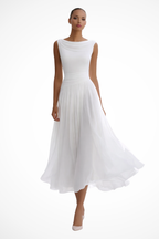 Roque | Comfortable and Elegant Pleated Midi Dress White