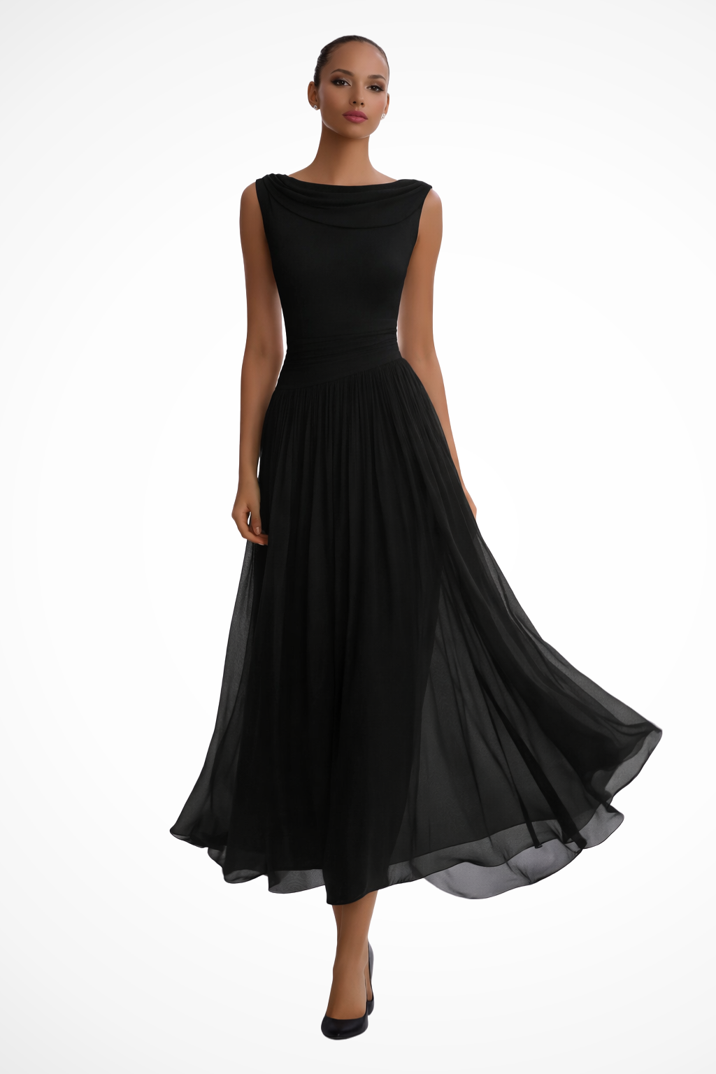 Roque | Comfortable and Elegant Pleated Midi Dress Black