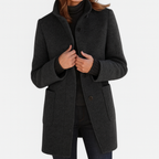 Zahara | Women's Coat | Straight Cut Button Front Black