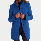 Zahara | Women's Coat | Straight Cut Button Front Blue