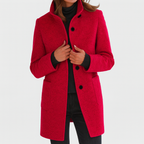 Zahara | Women's Coat | Straight Cut Button Front Red