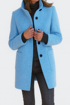 Zahara | Women's Coat | Straight Cut Button Front Light Blue