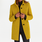 Zahara | Women's Coat | Straight Cut Button Front Yellow