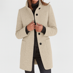Zahara | Women's Coat | Straight Cut Button Front Beige