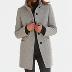 Zahara | Women's Coat | Straight Cut Button Front Gray