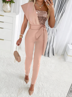 Women’s Modern Jumpsuit – Golden Ratio Tailoring, Architectural Flow & Gilded Modernity rose