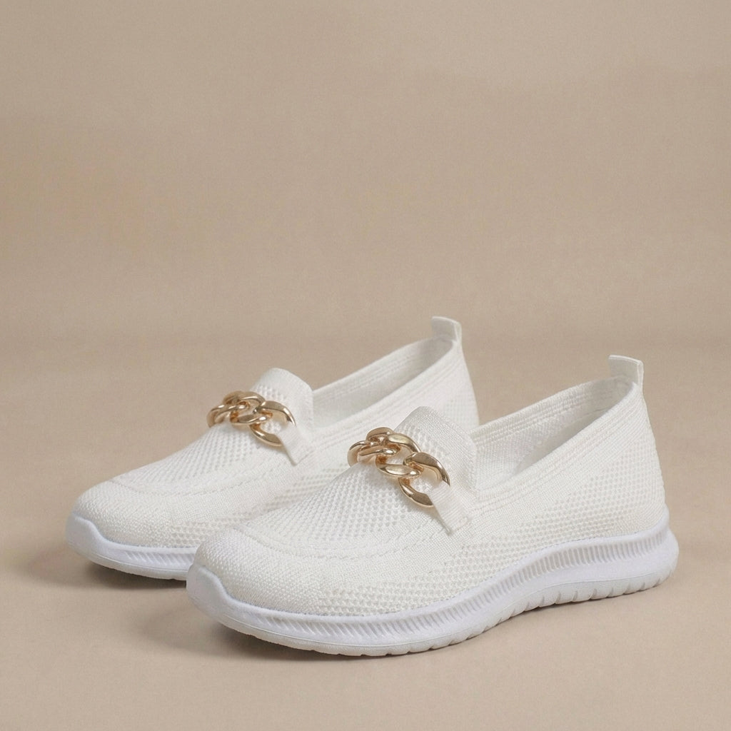 Mechi | Women’s Slip-On Loafers – Chic Chain-Embellishment & Effortless Anatomical Elegance