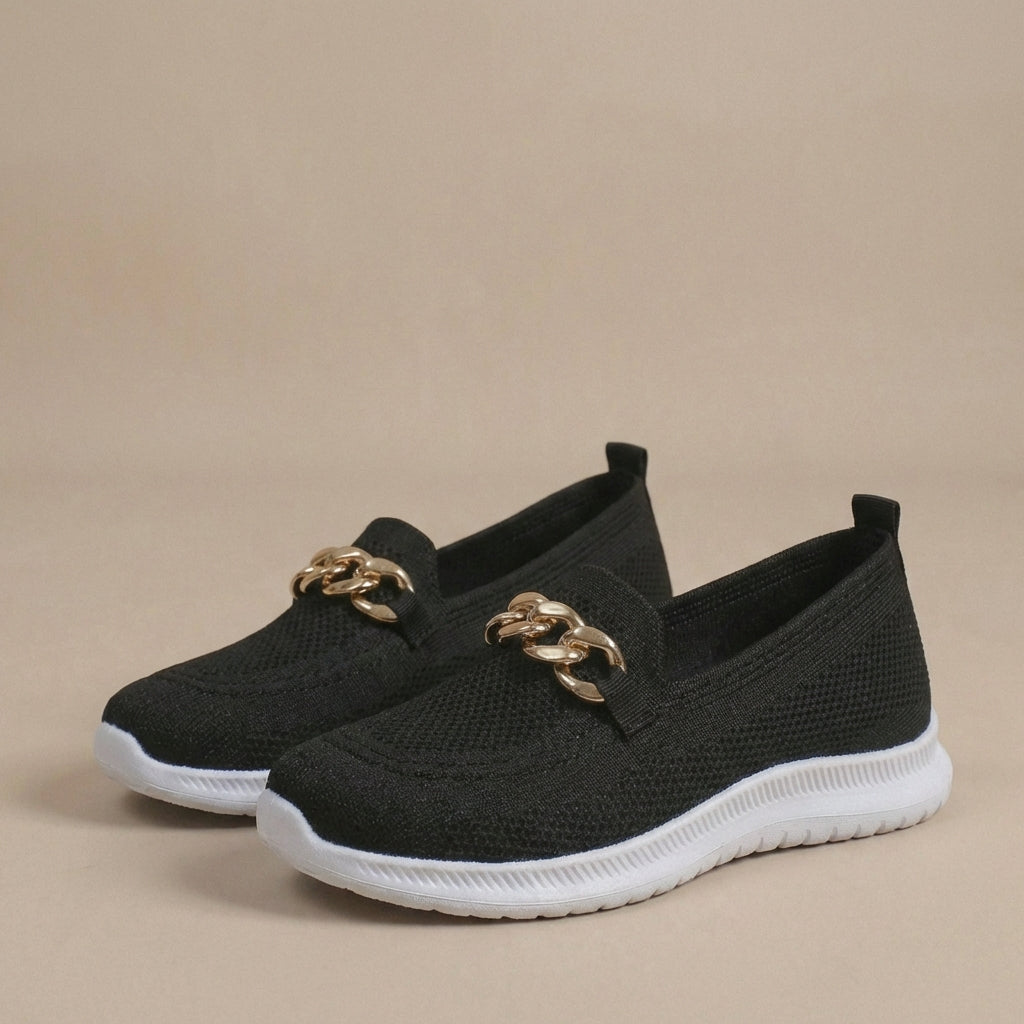 Mechi | Women’s Slip-On Loafers – Chic Chain-Embellishment & Effortless Anatomical Elegance