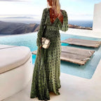 Classic long Beach summer dress for women Green