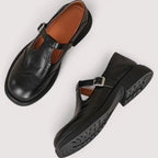 Women’s Mary Jane Shoes – Anatomical Precision Fit & Architectural Strap Detail Black