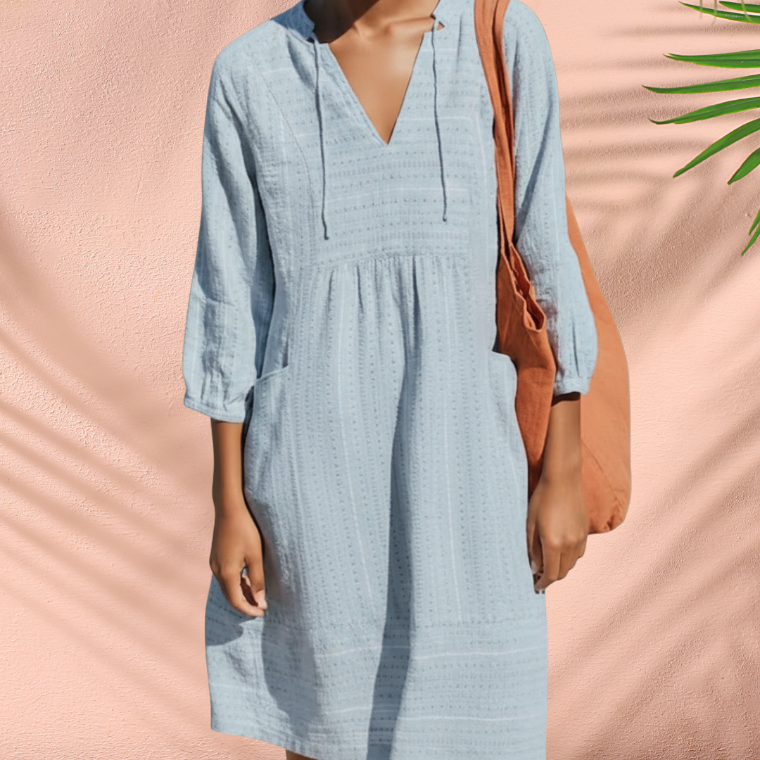 Māyā | Women’s Tunic Dress – Coastal Breeze Breathability & Sculptural Summer Style Blue