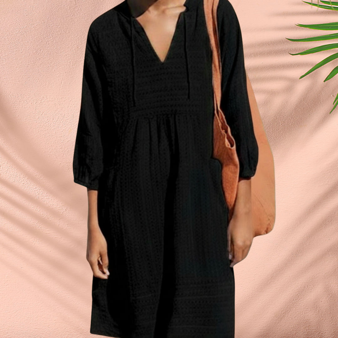 Māyā | Women’s Tunic Dress – Coastal Breeze Breathability & Sculptural Summer Style Black