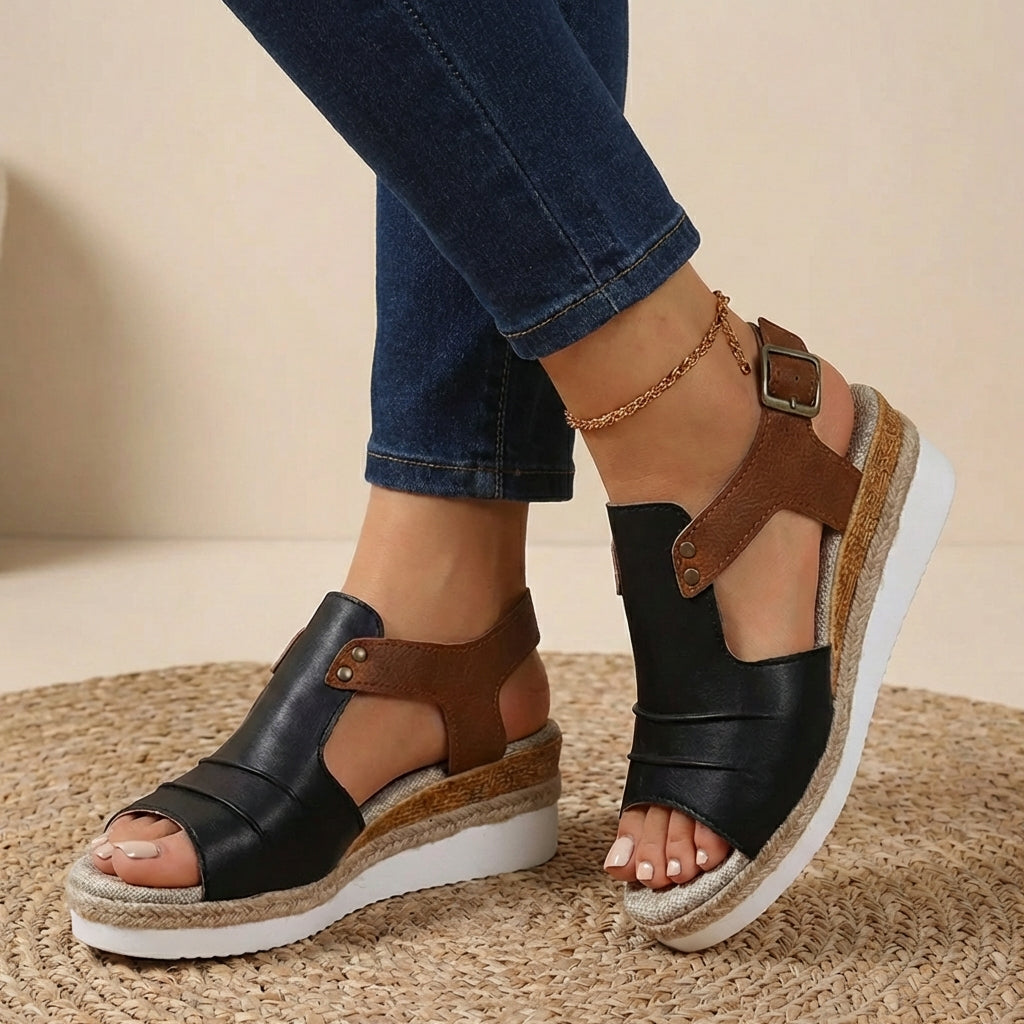 Coastal Contrast Platform Orthopedic Sandals - Breathable Chic for Summer Adventures 0