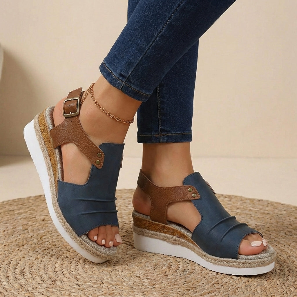 Coastal Contrast Platform Orthopedic Sandals - Breathable Chic for Summer Adventures 1