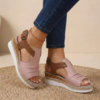 Lune | Women's Coastal Contrast Platform Sandals - Breathable Chic for Summer Adventures Pink