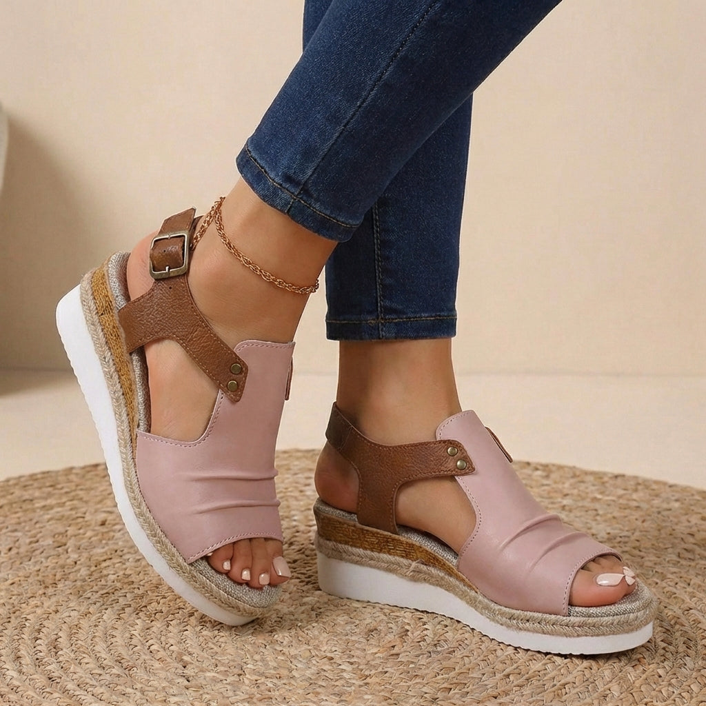 Coastal Contrast Platform Orthopedic Sandals - Breathable Chic for Summer Adventures 2