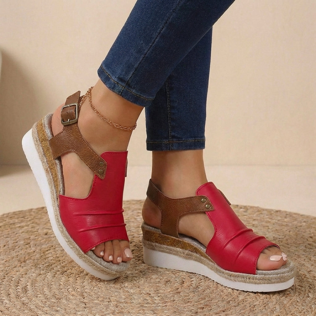Coastal Contrast Platform Orthopedic Sandals - Breathable Chic for Summer Adventures 3