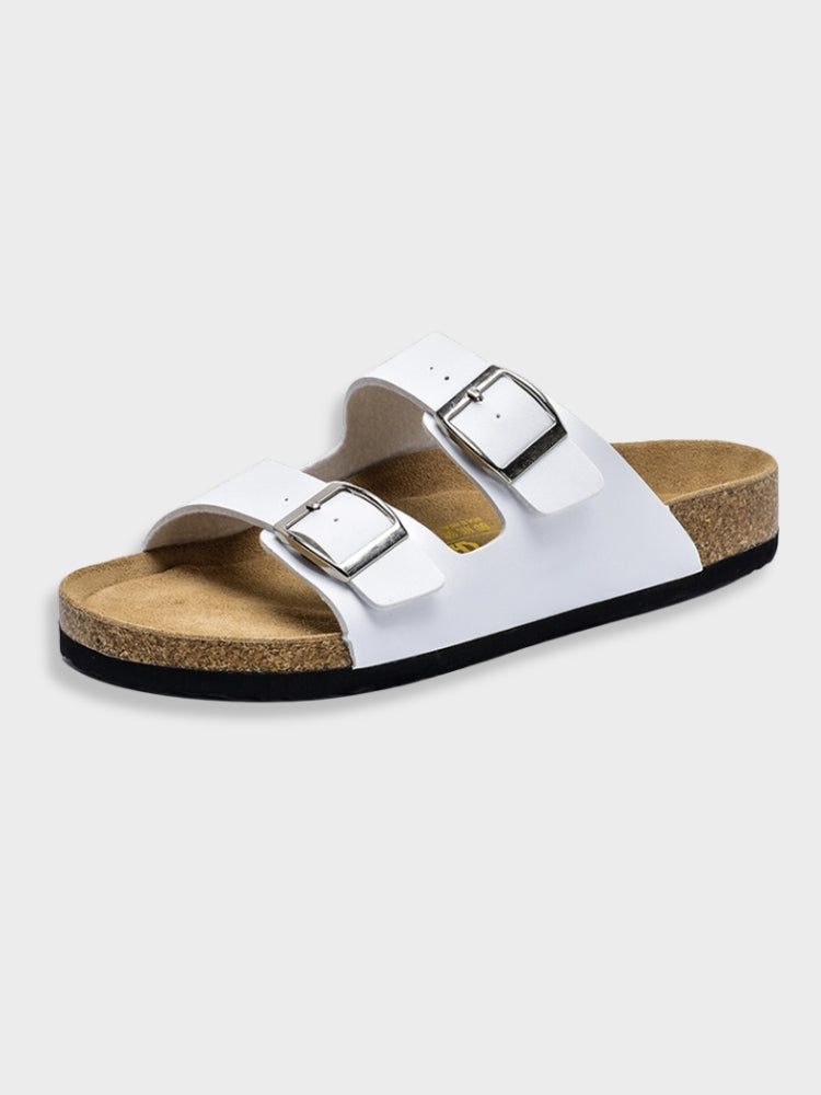 Comfortable Arizona sandals made of synthetic leather with a robust sole white