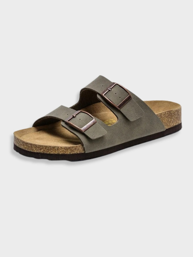 Comfortable Arizona sandals made of synthetic leather with a robust sole dark grey