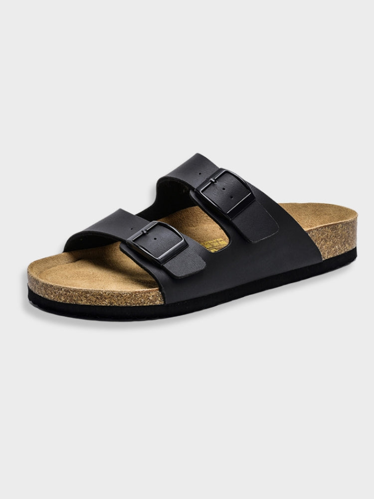 Comfortable Arizona sandals made of synthetic leather with a robust sole black