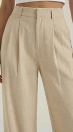 Women's Pleated High-Rise Wide-Leg Pants – Tailored Front & Flowy Crepe Fabric