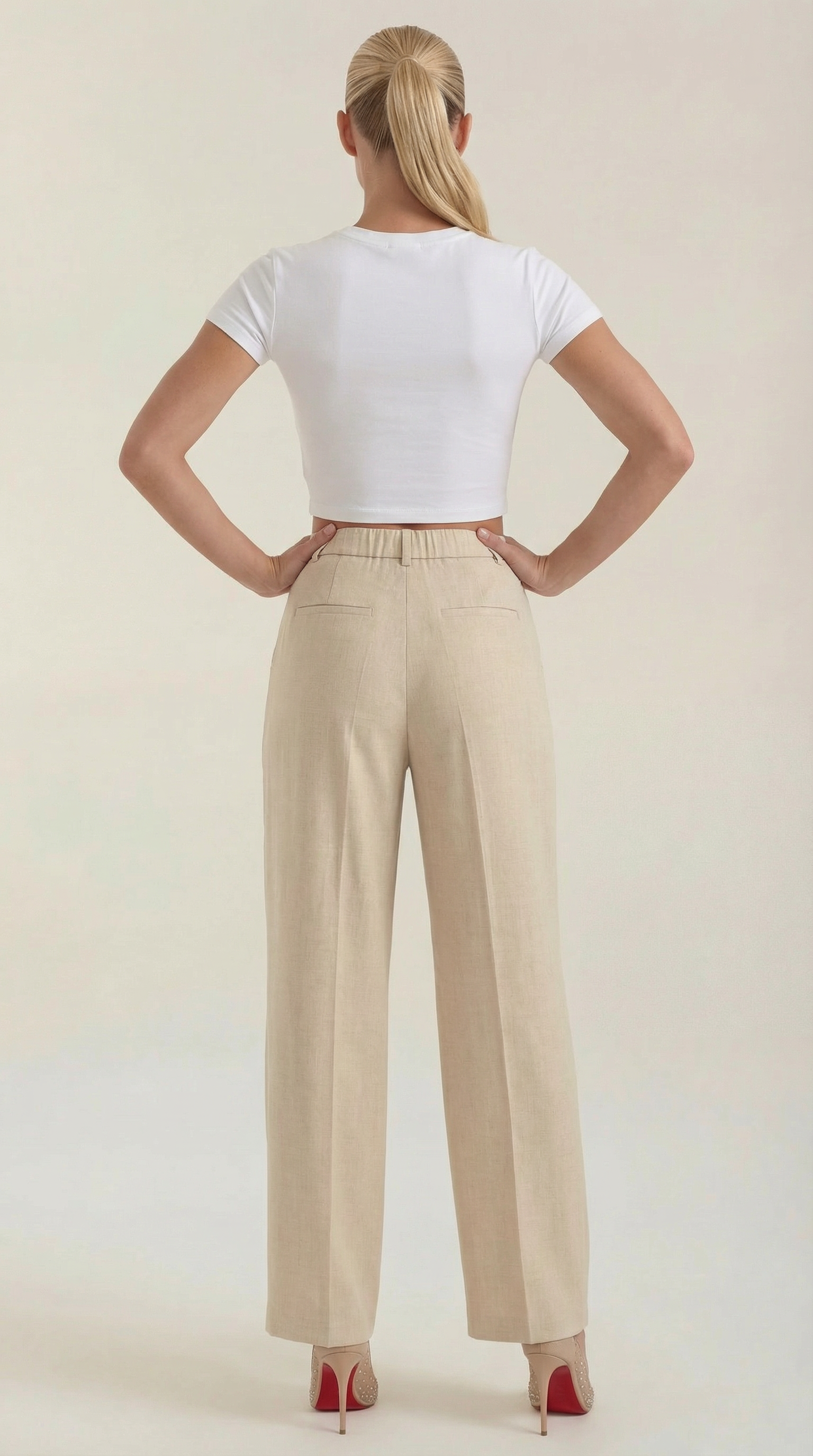 Women's Pleated High-Rise Wide-Leg Pants – Tailored Front & Flowy Crepe Fabric