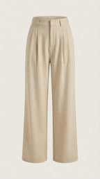 Women's Pleated High-Rise Wide-Leg Pants – Tailored Front & Flowy Crepe Fabric