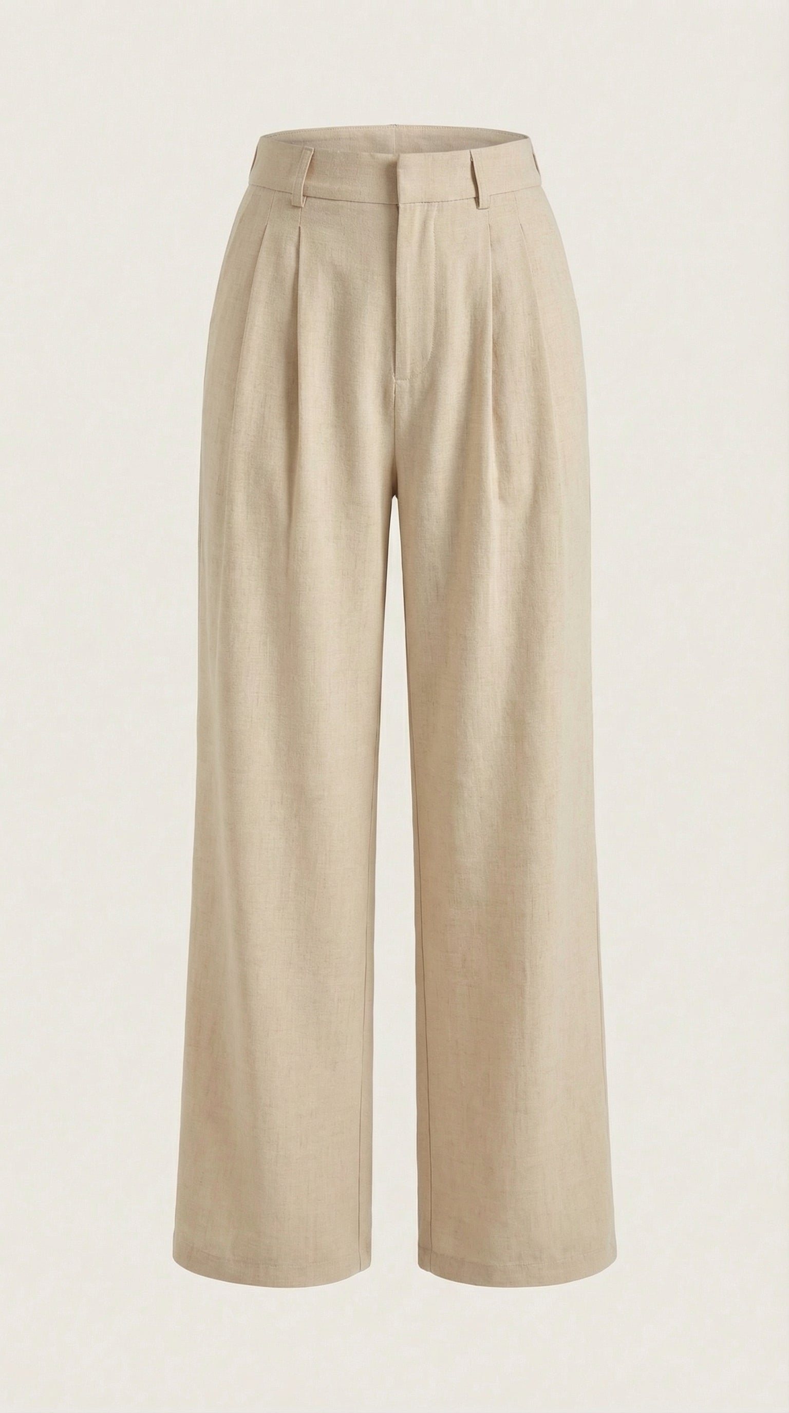 Women's Pleated High-Rise Wide-Leg Pants – Tailored Front & Flowy Crepe Fabric