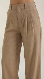 Women's Pleated High-Rise Wide-Leg Pants – Tailored Front & Flowy Crepe Fabric