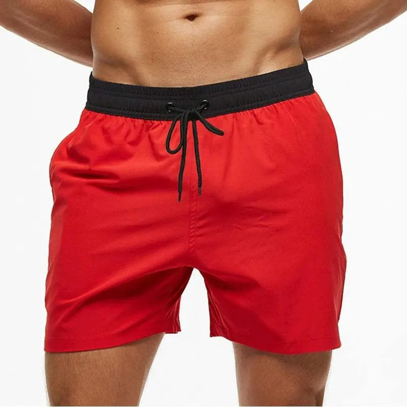 Daan | Men's Swim Trunks Sporty Quick-Dry Elastic Waistband Red