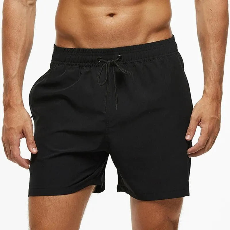 Daan | Men's Swim Trunks Sporty Quick-Dry Elastic Waistband Black