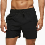 Daan | Men's Swim Trunks Sporty Quick-Dry Elastic Waistband Black