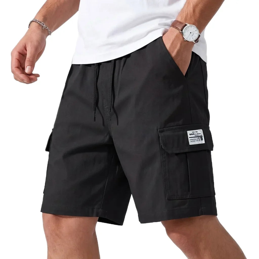 Daan | Men's Cargo Shorts Summer Streetwear Elastic Waist Black