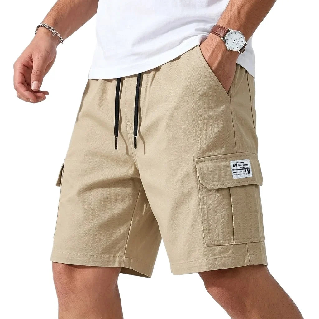 Daan | Men's Cargo Shorts Summer Streetwear Elastic Waist Khaki