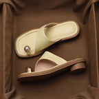 Daisy | Women's Faux Leather Sandals – Chic Artisan Craft & Refined Slimming Silhouette Cream