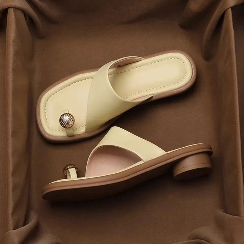 Daisy | Women's Faux Leather Sandals – Chic Artisan Craft & Refined Slimming Silhouette Cream