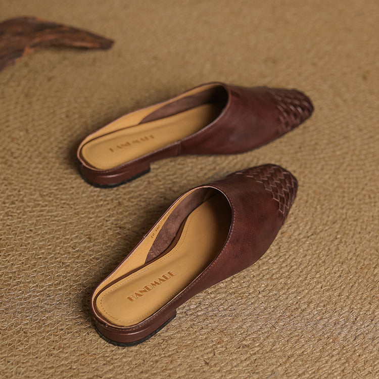 Luna | Women’s Genuine Leather Mules – Chic Slip-On Loafers & Refined Artisan Cushion