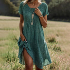 Chāme | Women’s Breathable Midi Summer Dress Green