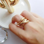 Vinea | Delicate Disruption Layered Ring – Luxury Designer Multi-Band Piece & Tailored Minimalist Stacking Ring 8 (56mm) Silver