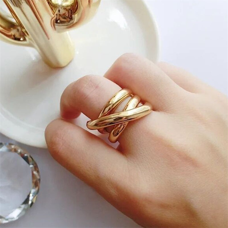 Vinea | Delicate Disruption Layered Ring – Luxury Designer Multi-Band Piece & Tailored Minimalist Stacking Ring 8 (56mm) Silver